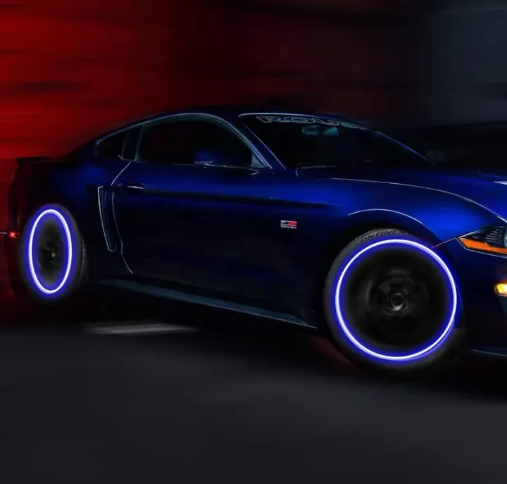 ملصق حافة عاكسة زرقاء للسيارة دراجة نارية أمان . Blue Reflective Rim Sticker for Car Motorcycle Safety