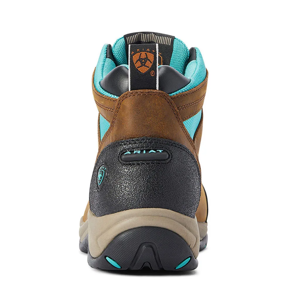 10042538 Ariat Women's Terrain H2O Shoe Lace Up Boot- Weathered Brown & Turquoise