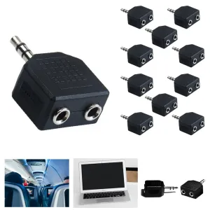 10X Headphone 2 Way Y Splitter Stereo Plug Adapter 3.5mm Mono Male 2 Female Jack
