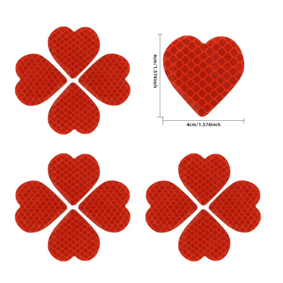 12 Red Heart Car Reflective Stickers Eye-Catching Design