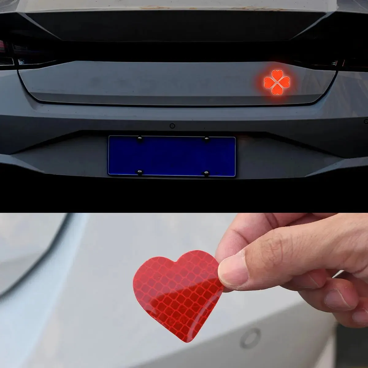 12 Red Heart Car Reflective Stickers Eye-Catching Design