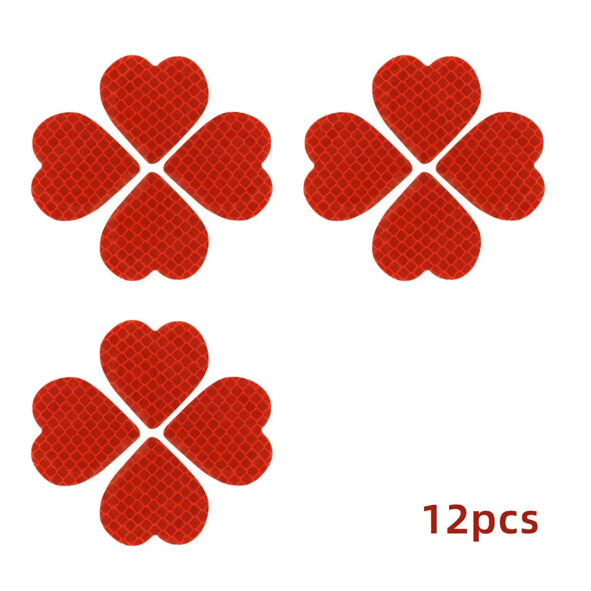 12 Red Heart Car Reflective Stickers Eye-Catching Design