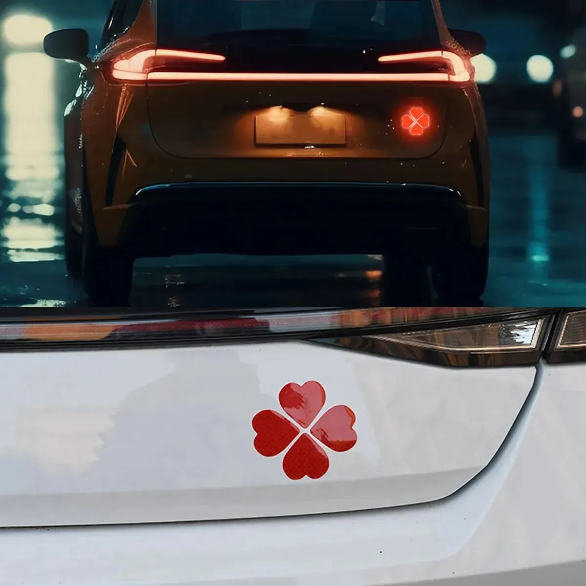 12 Red Heart Car Reflective Stickers Eye-Catching Design