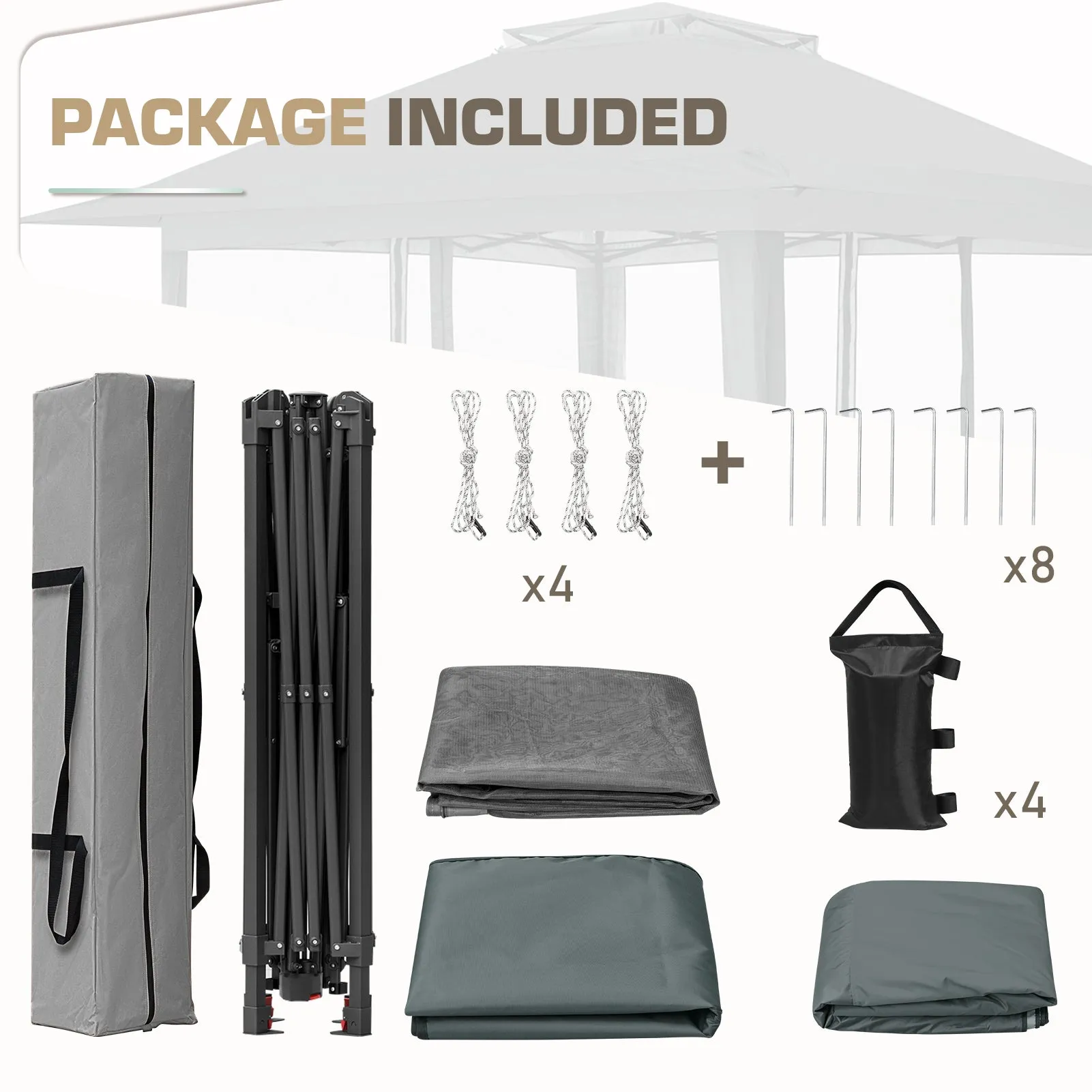 13x13 Pop Up Gazebo with Netting w/ 169 sqft of Shade