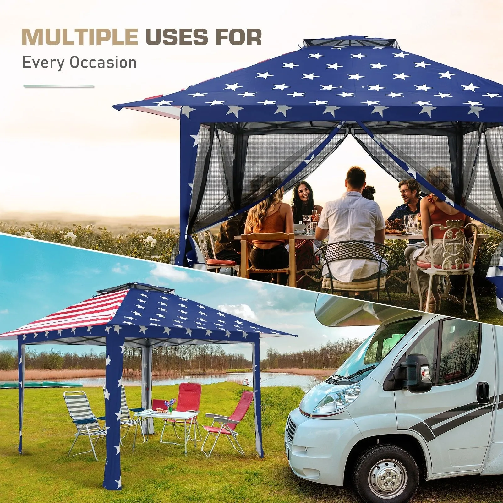 13x13 Pop Up Gazebo with Netting w/ 169 sqft of Shade