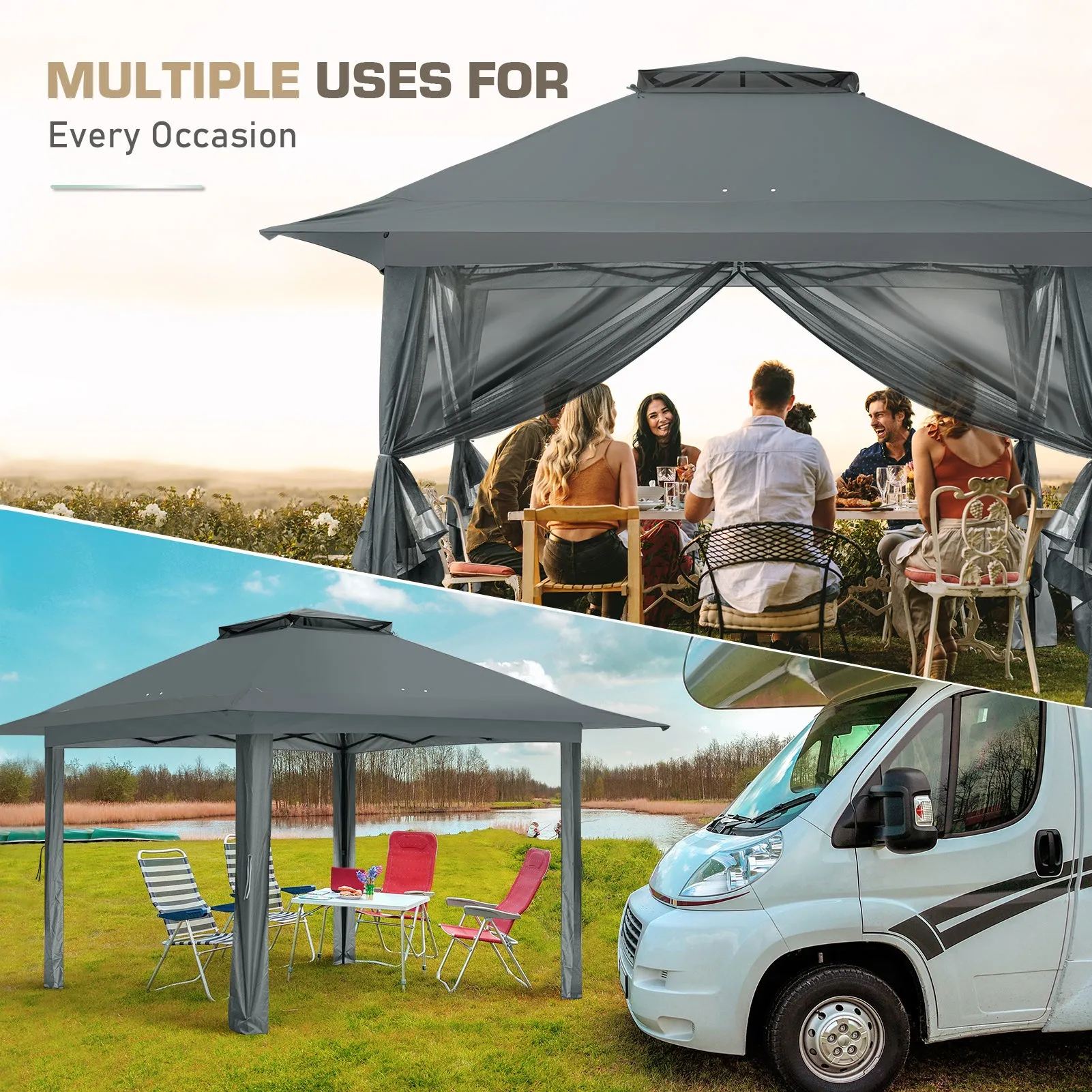 13x13 Pop Up Gazebo with Netting w/ 169 sqft of Shade