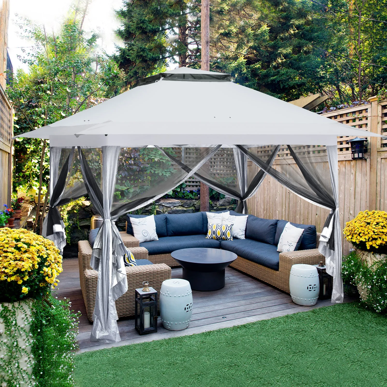 13x13 Pop Up Gazebo with Netting w/ 169 sqft of Shade