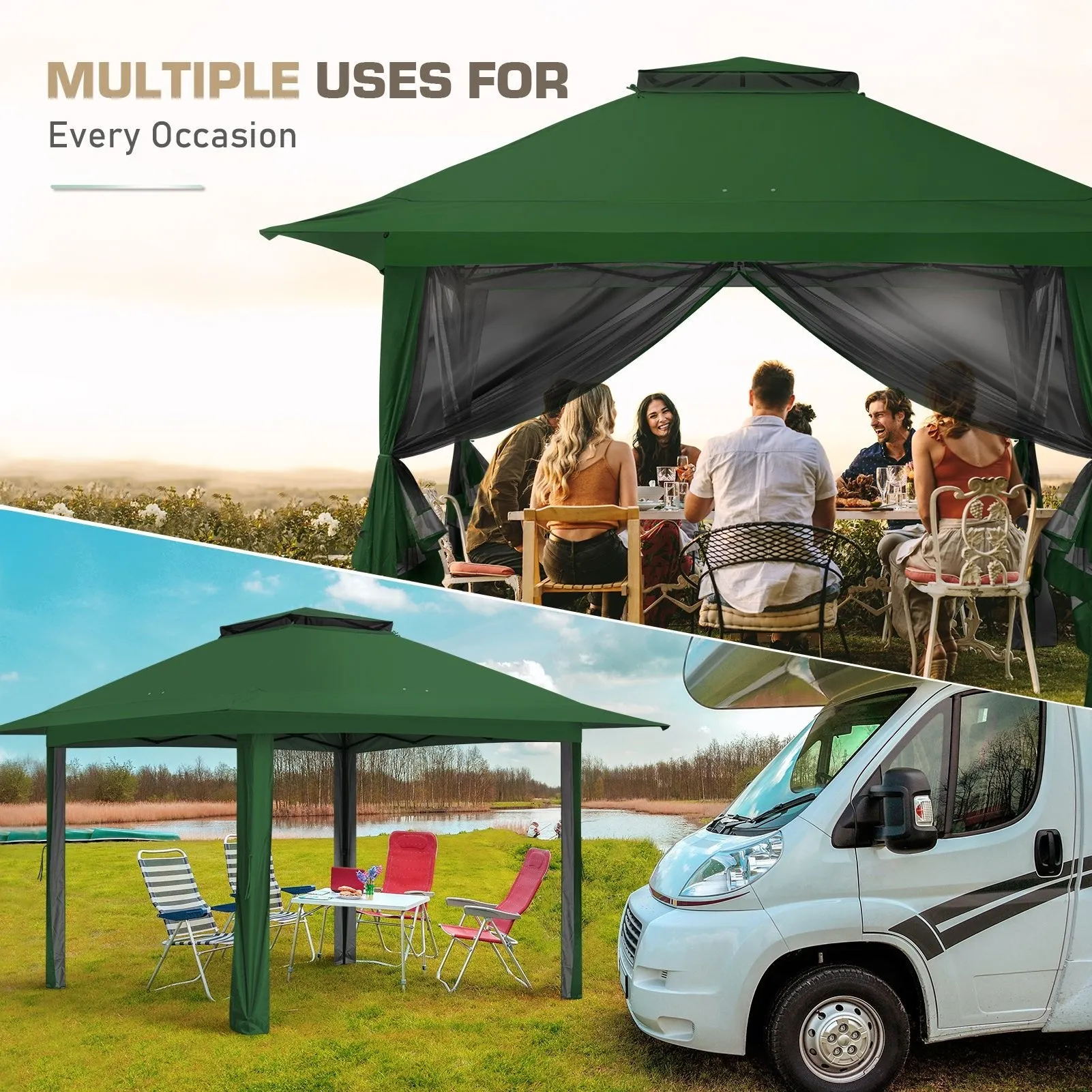 13x13 Pop Up Gazebo with Netting w/ 169 sqft of Shade