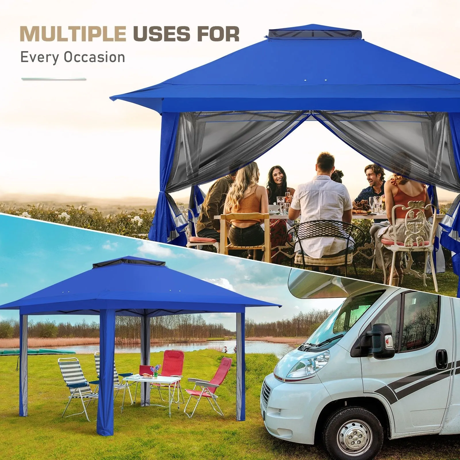 13x13 Pop Up Gazebo with Netting w/ 169 sqft of Shade