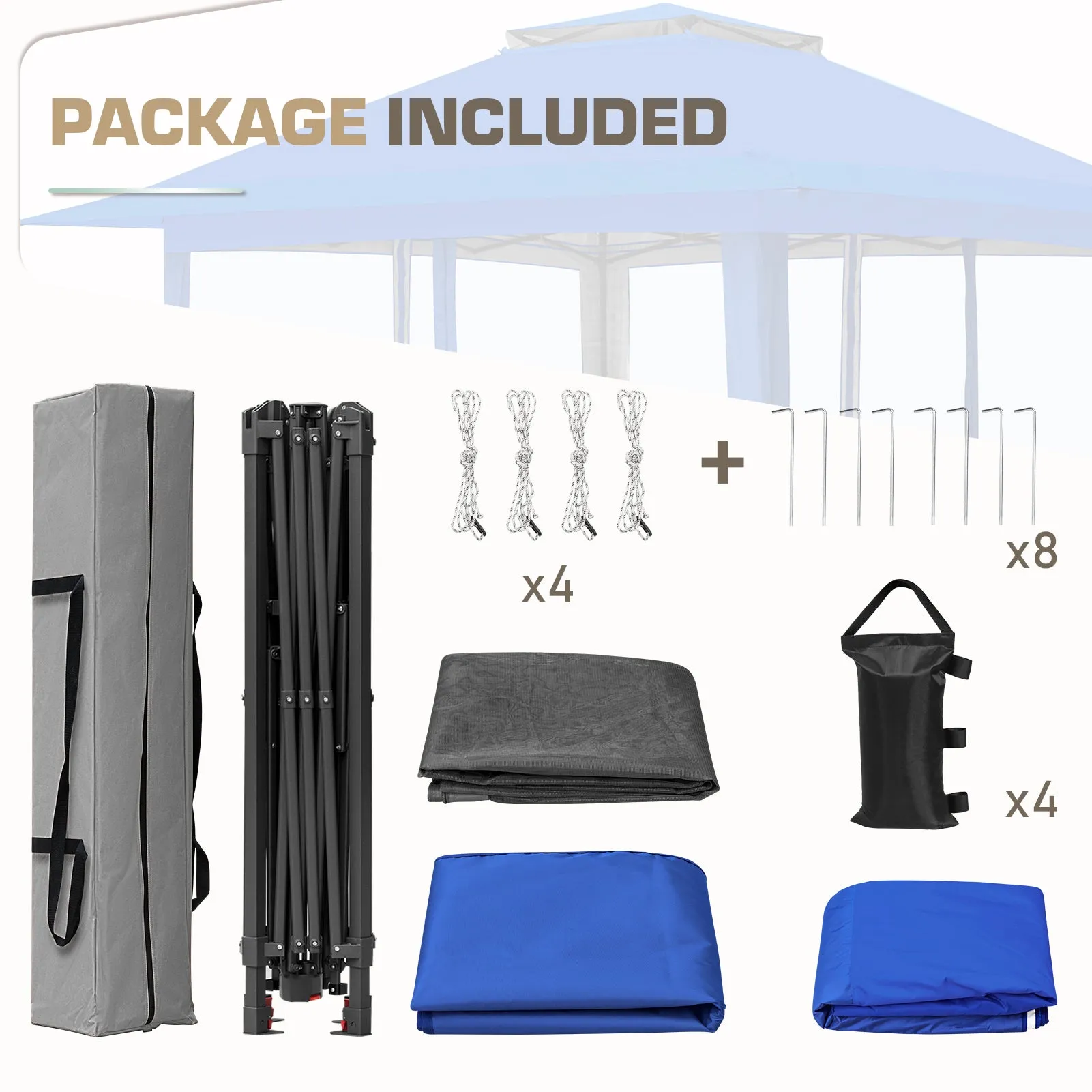 13x13 Pop Up Gazebo with Netting w/ 169 sqft of Shade