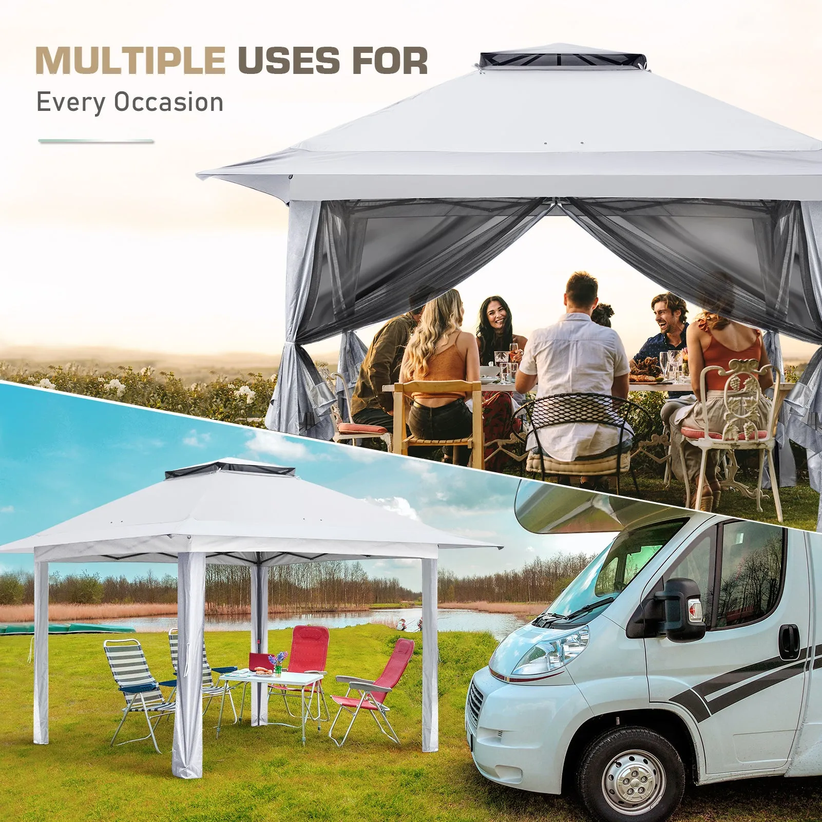 13x13 Pop Up Gazebo with Netting w/ 169 sqft of Shade