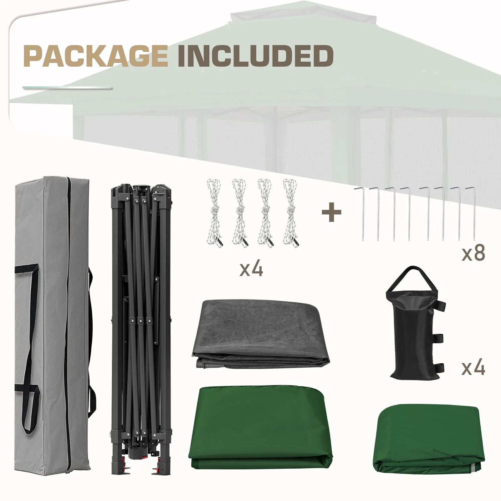 13x13 Pop Up Gazebo with Netting w/ 169 sqft of Shade