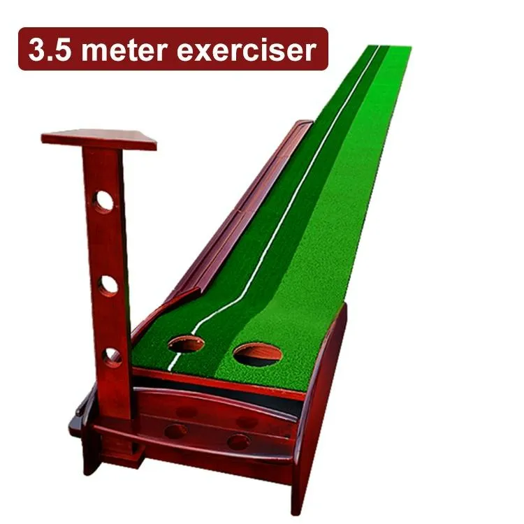 3.5m Golf Solid Wood Putter Trainer Practice Set Training Mat
