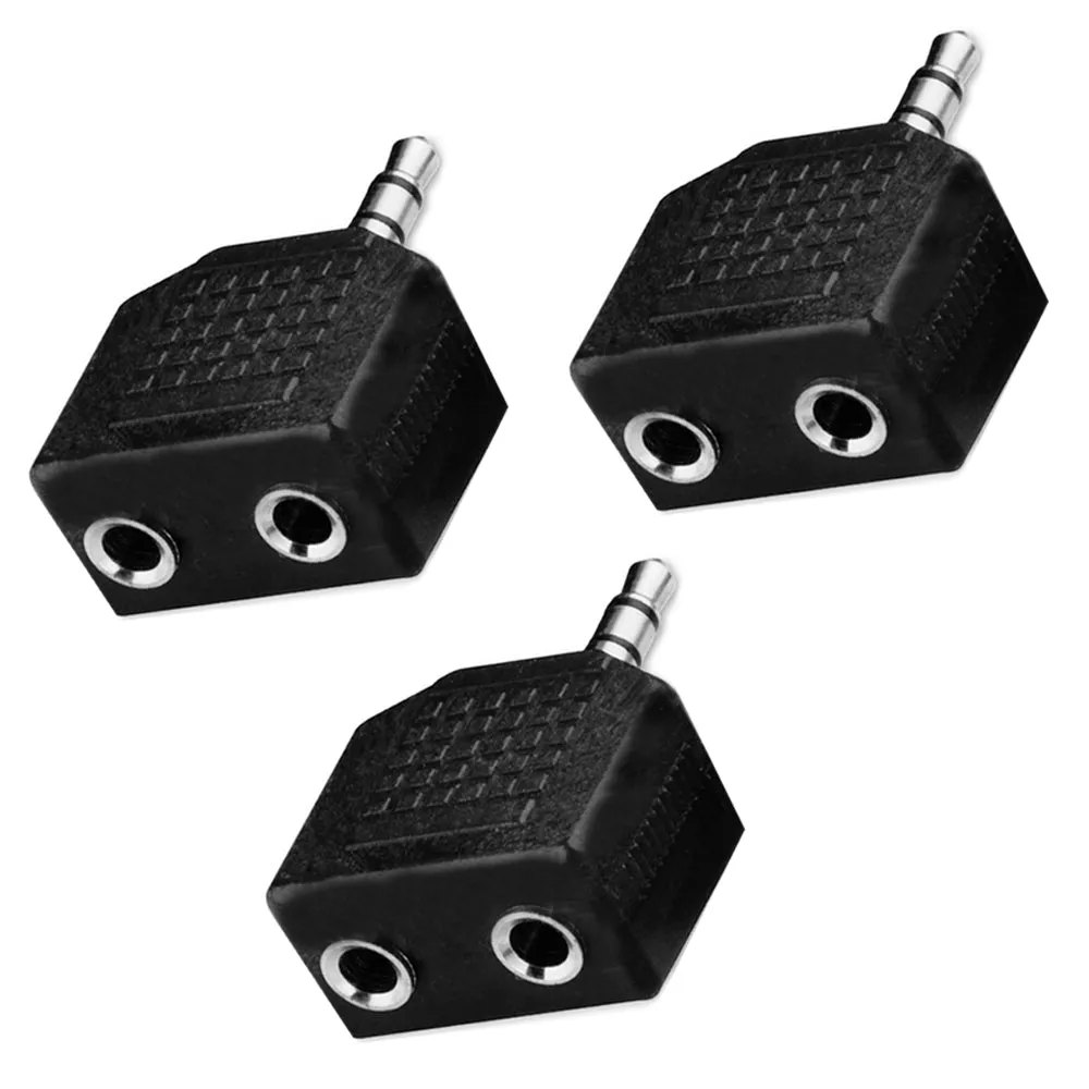 3PCS 3.5mm Cable Stereo Y-Split 2 Way Adapter Headphone Plug Male 2X Female Jack
