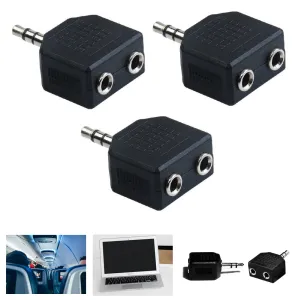 3PCS 3.5mm Cable Stereo Y-Split 2 Way Adapter Headphone Plug Male 2X Female Jack