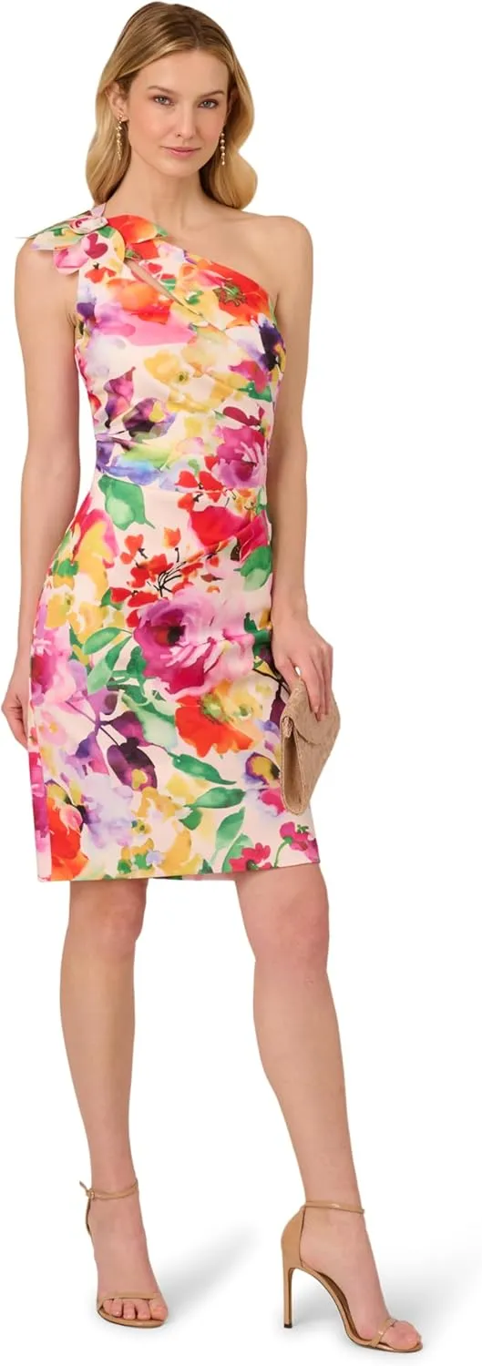 Adrianna Papell Women's Print One Shoulder Dress