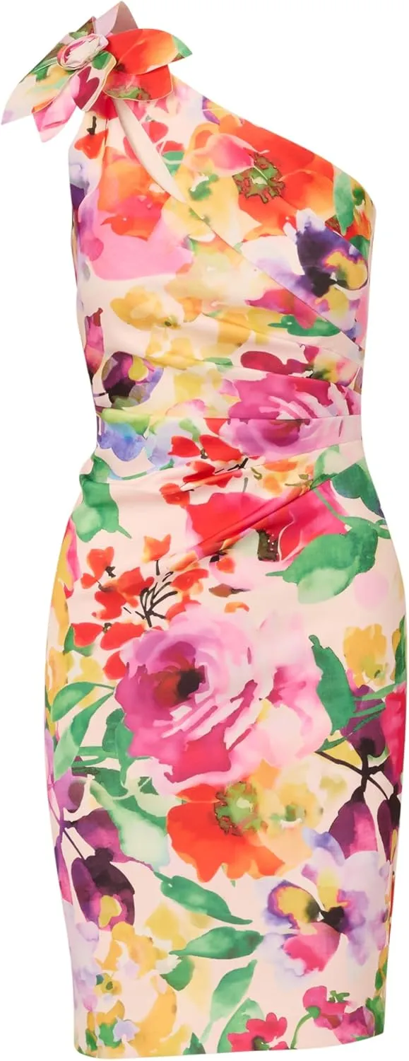 Adrianna Papell Women's Print One Shoulder Dress