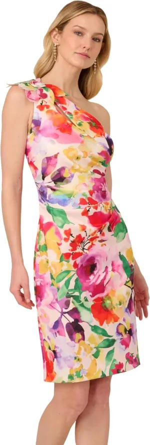 Adrianna Papell Women's Print One Shoulder Dress