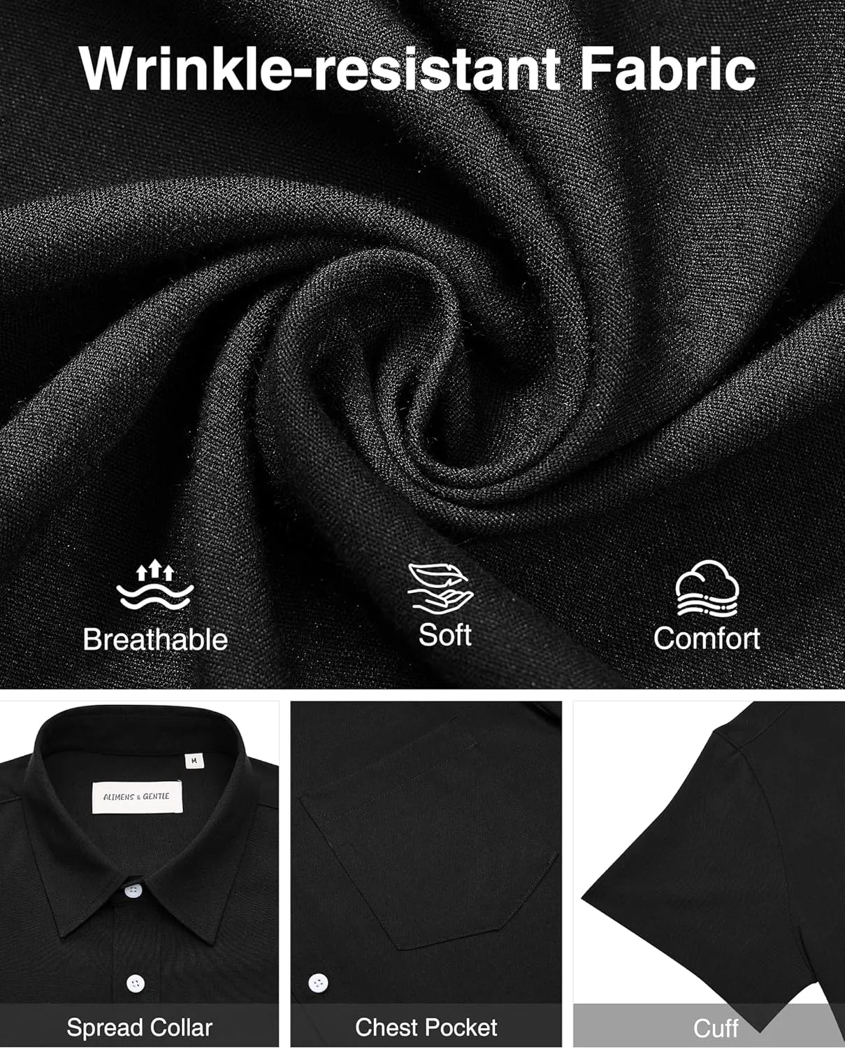 Alimens & Gentle Mens Linen Shirts Short Sleeve Button Down Shirts Wrinkle Free Casual Vacation Beach Summer Tops