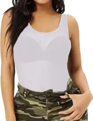 Allchic Womens Sheer Mesh Tank Tops, See Through Scoop Neck Blouses, Sleeveless Sexy Tops
