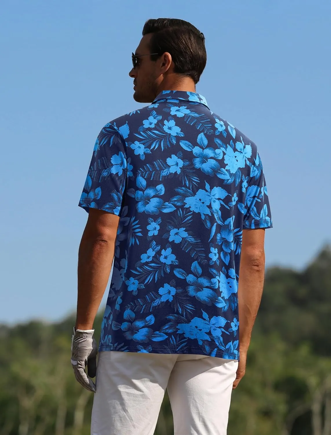 APTRO Men's Polo Shirts Short Sleeve Moisture Wicking Fashion Print Hawaiian Golf Shirts for Men