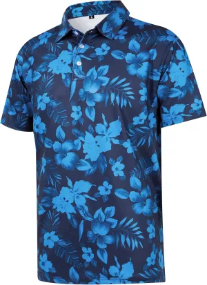 APTRO Men's Polo Shirts Short Sleeve Moisture Wicking Fashion Print Hawaiian Golf Shirts for Men