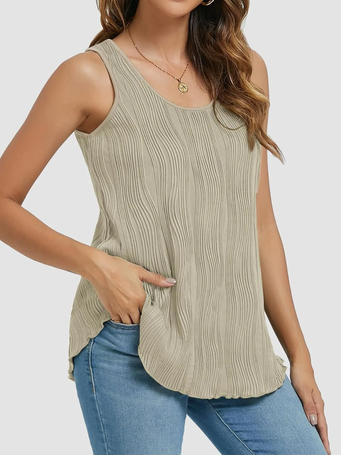 ATHMILE Women's Dressy Business Casual Tank Tops Summer Sleeveless Trendy Spring Blouses Flowy Work Shirts