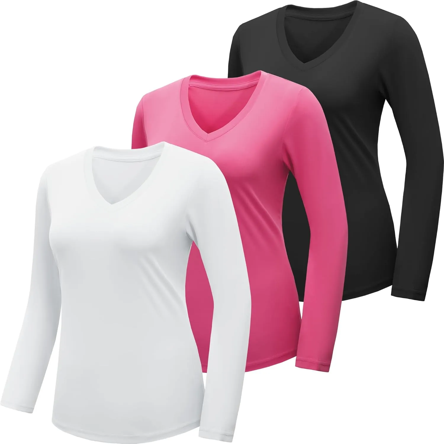 BALENNZ Long Sleeve Workout Shirts for Women V Neck Moisture Wicking Quick Dry Gym Athletic Top Shirts