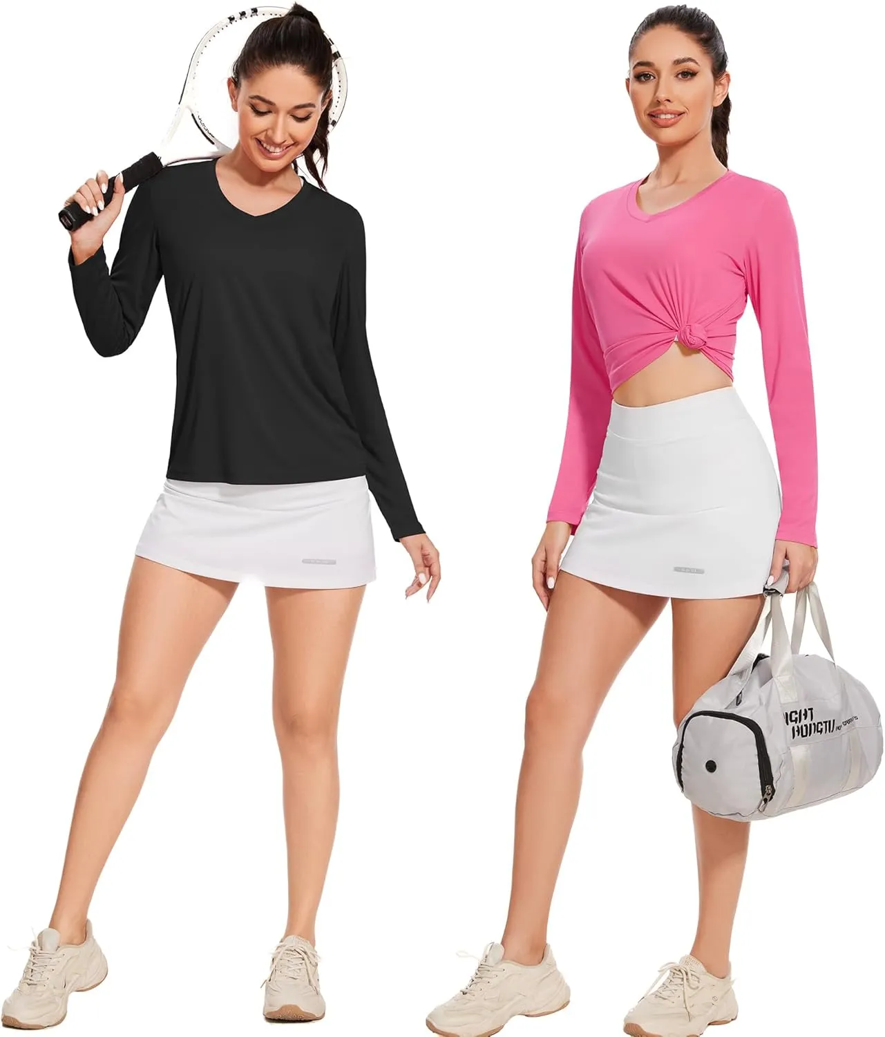 BALENNZ Long Sleeve Workout Shirts for Women V Neck Moisture Wicking Quick Dry Gym Athletic Top Shirts