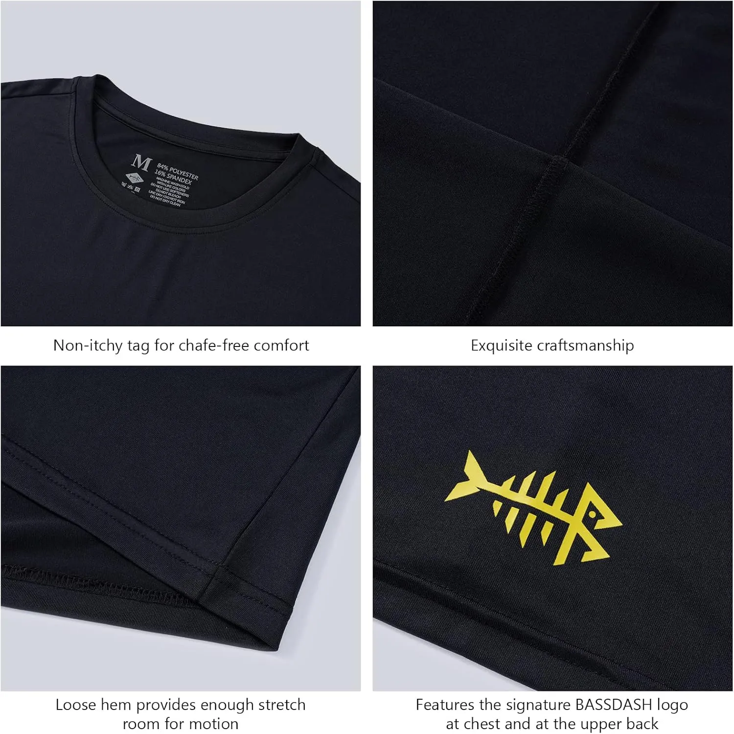 BASSDASH Mens UPF 50  Short Sleeve Fishing Shirts Performance Cooling UV Sun Protection Hiking T-Shirts