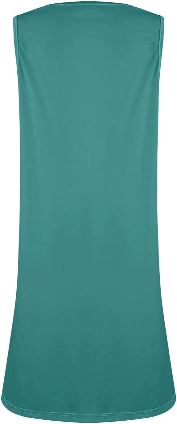 BAXLIMEK Sundresses for Women,2025 Spring Summer Casual Loose V Neck Sleeveless Mini Dress,Button Flowy A Line Beach Dress