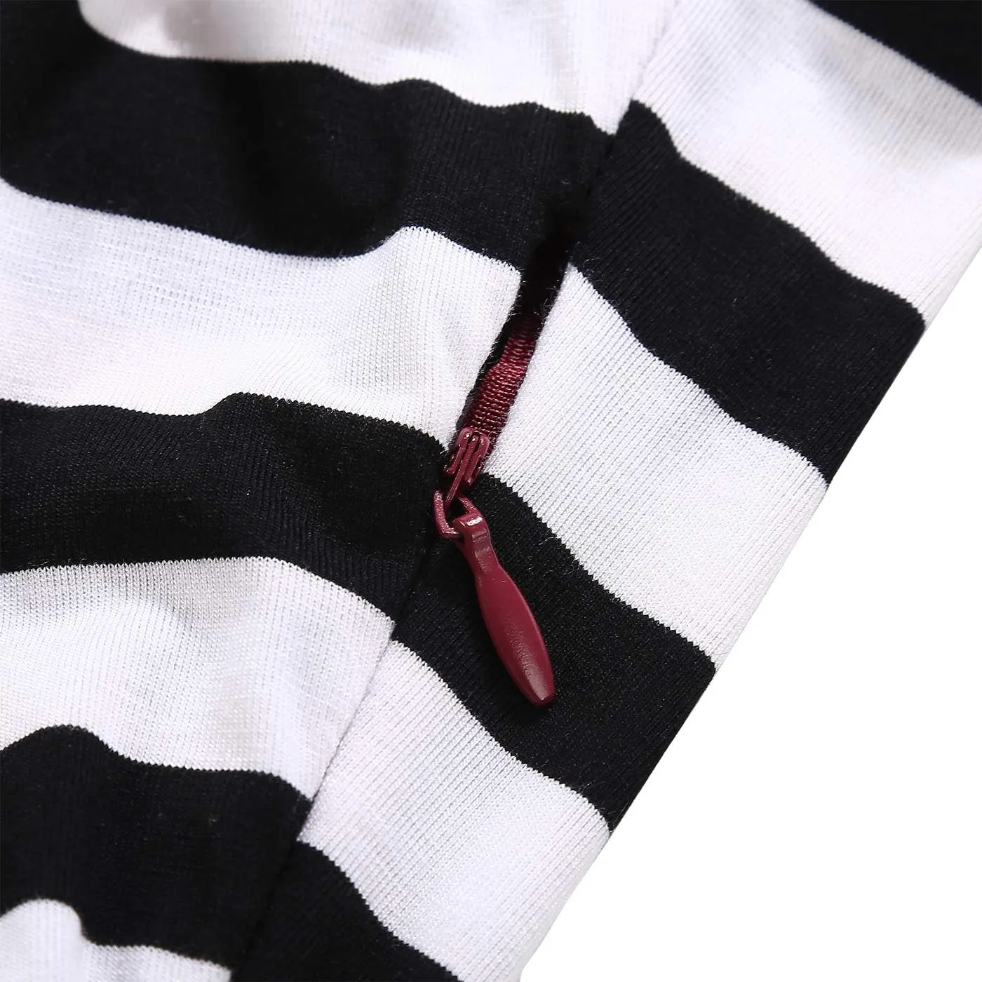BI.TENCON Women's Striped Pleated Casual A-Line Dresses Knee Length with Pockets