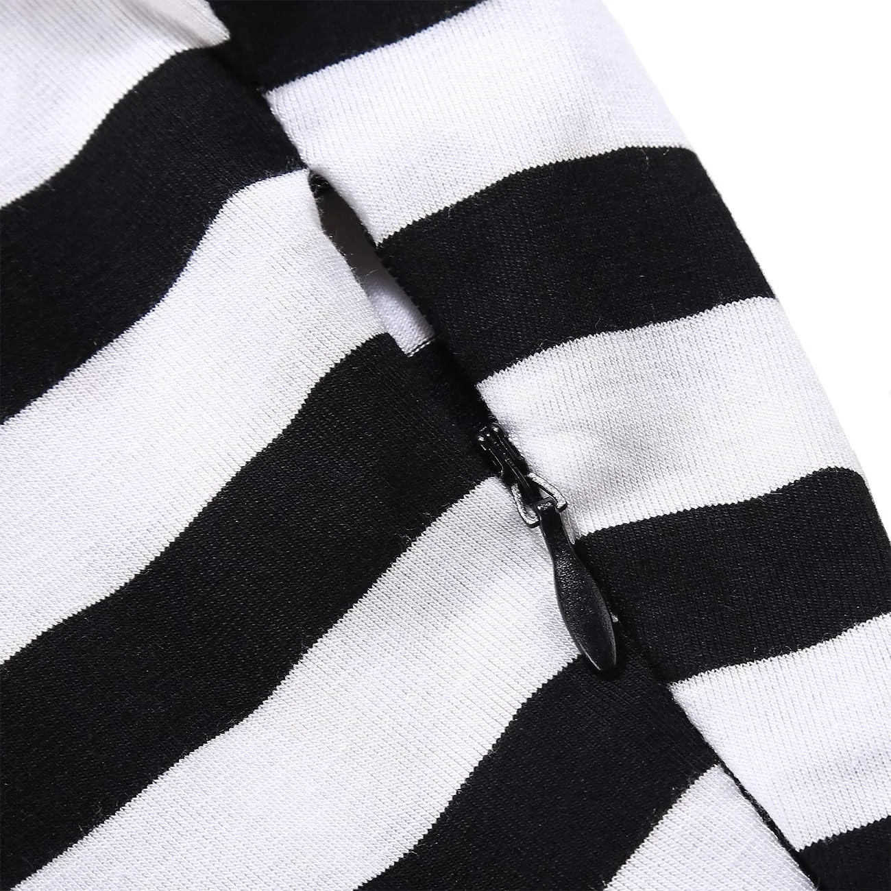 BI.TENCON Women's Striped Pleated Casual A-Line Dresses Knee Length with Pockets