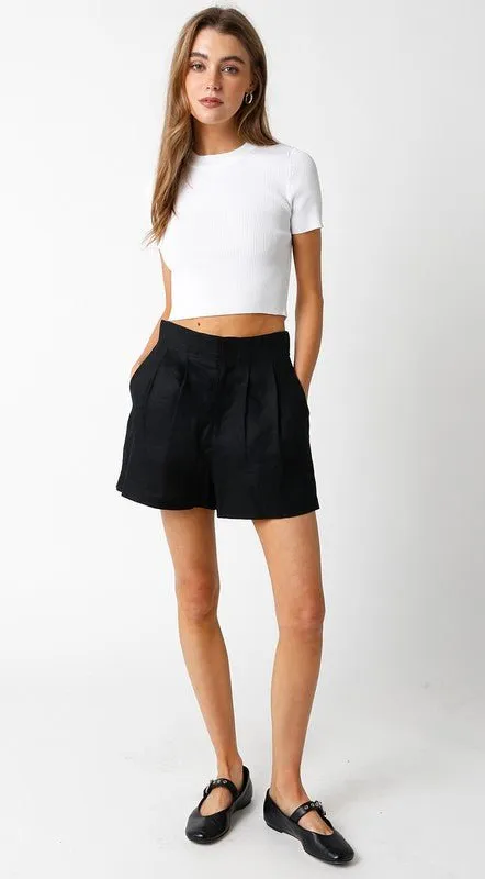 Black Jolie Linen Shorts