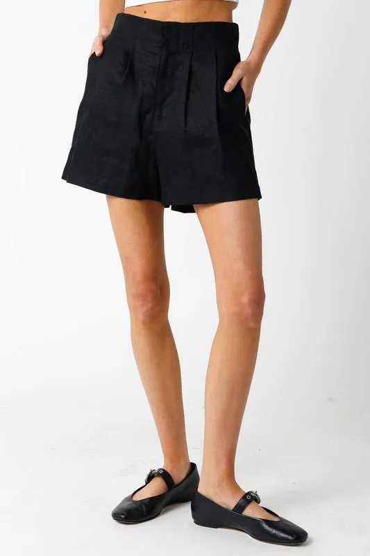 Black Jolie Linen Shorts
