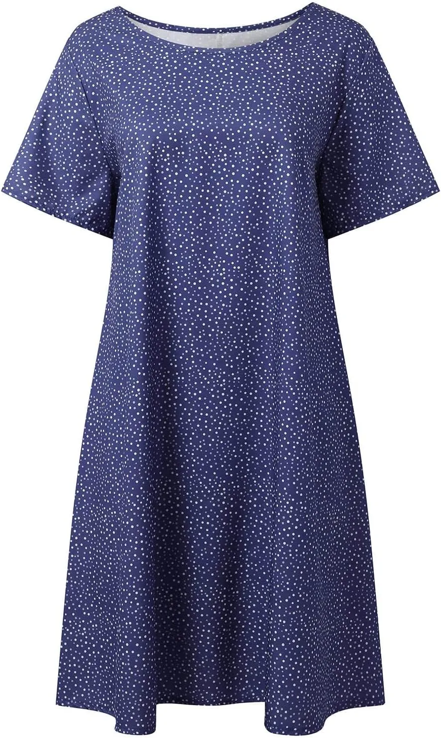 Boho Midi Dresses for Women 2025 Summer Plus Size Floral Print Short Sleeve Dresses Casual Beach Vacation Clothes Sundress