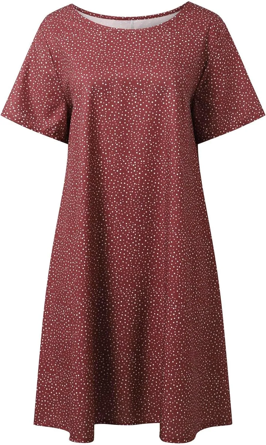 Boho Midi Dresses for Women 2025 Summer Plus Size Floral Print Short Sleeve Dresses Casual Beach Vacation Clothes Sundress