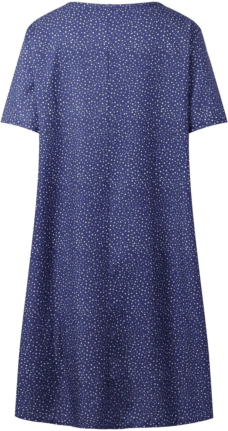 Boho Midi Dresses for Women 2025 Summer Plus Size Floral Print Short Sleeve Dresses Casual Beach Vacation Clothes Sundress