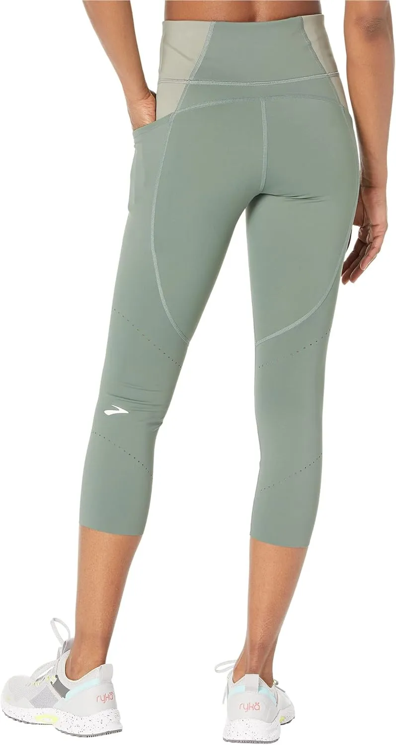 Brooks Women's Method 3/4 Tights - Purple, S-XXL - Fitted Capri Leggings - Quick-Dry, Stretchable - Yoga, Jogging, Running