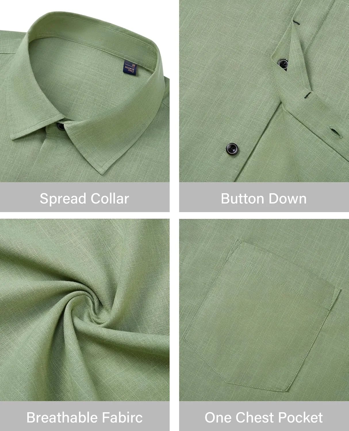 Button Down Linen Shirts for Men Casual Long Sleeve Shirts Cotton Linen Shirt with Pockets Speard Collar