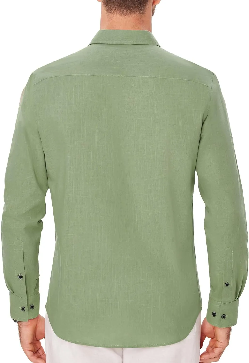 Button Down Linen Shirts for Men Casual Long Sleeve Shirts Cotton Linen Shirt with Pockets Speard Collar