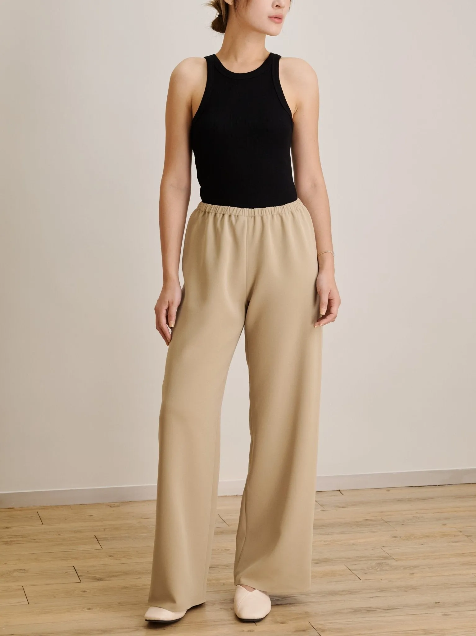 CADY wide-leg pants (Khaki)