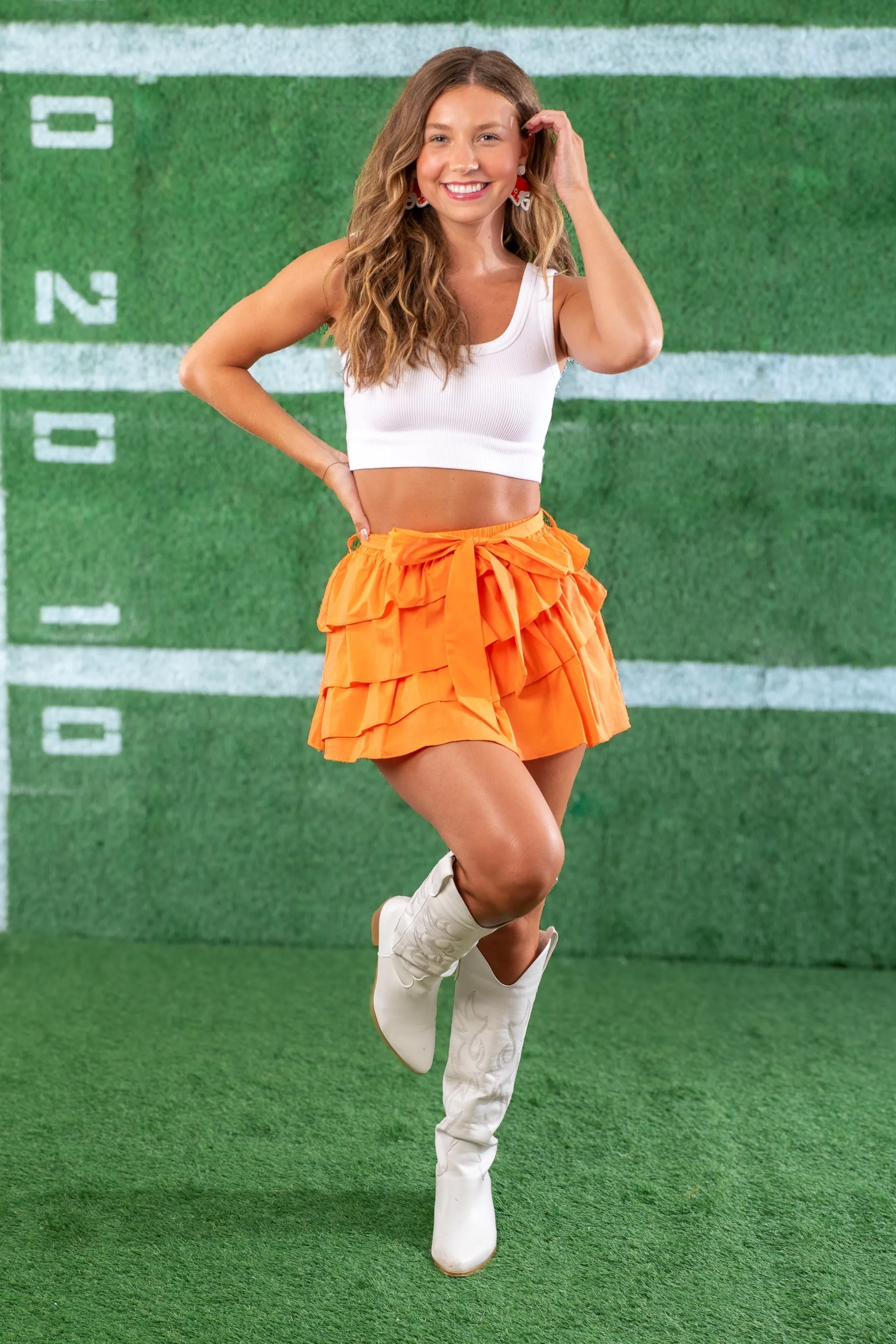 Calhoun Orange Ruffled Mini Skort