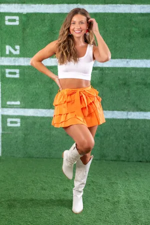 Calhoun Orange Ruffled Mini Skort