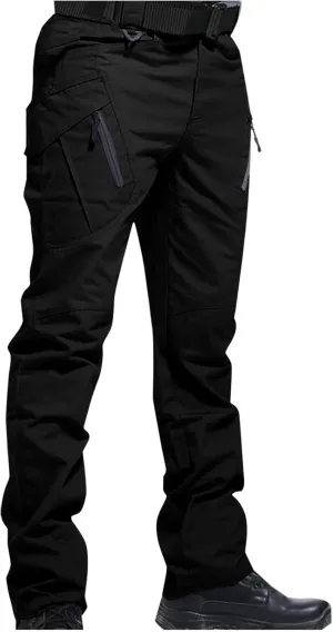 Cargo Pants for Men Parachute Streetwear Casual Straight Leg Pants Slim Fit Outdoor Hiking Pants with Zipper Pockets