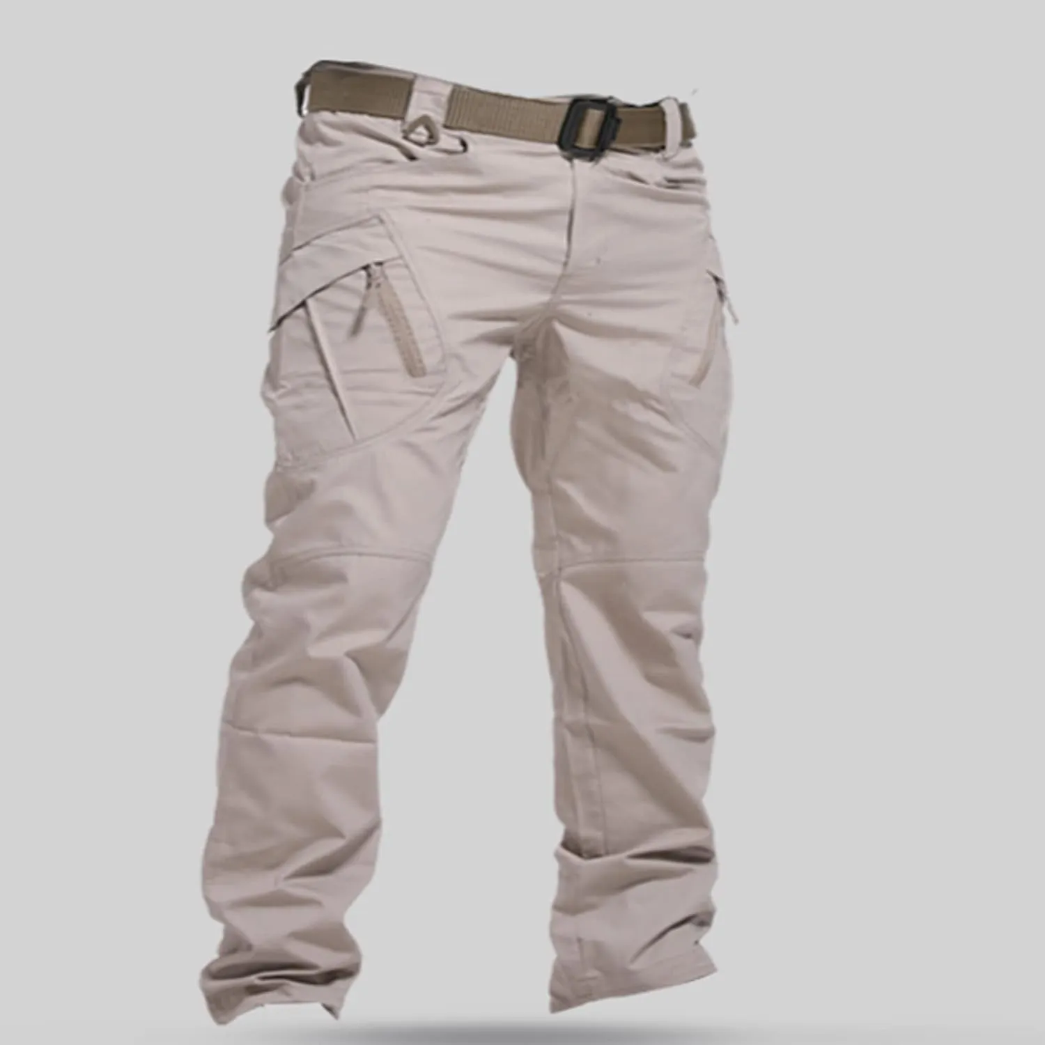 Cargo Pants for Men Parachute Streetwear Casual Straight Leg Pants Slim Fit Outdoor Hiking Pants with Zipper Pockets