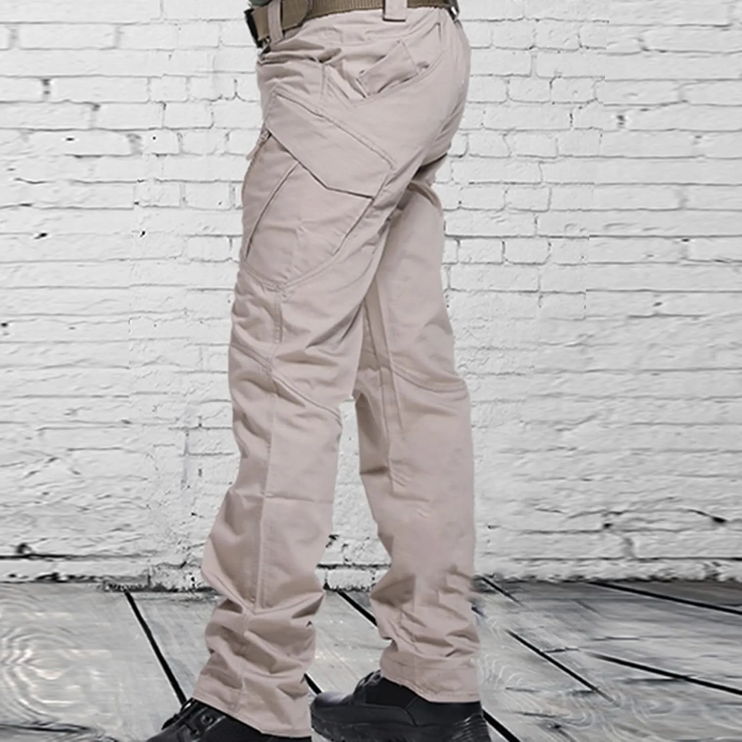 Cargo Pants for Men Parachute Streetwear Casual Straight Leg Pants Slim Fit Outdoor Hiking Pants with Zipper Pockets