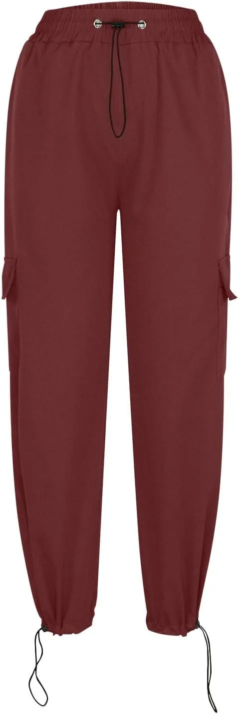 Cargo Pants Women Fashion Wide Leg Pants Parachute Elastic High Waist Baggy Casual Jogger Loose Teen Girls Y2K Trousers