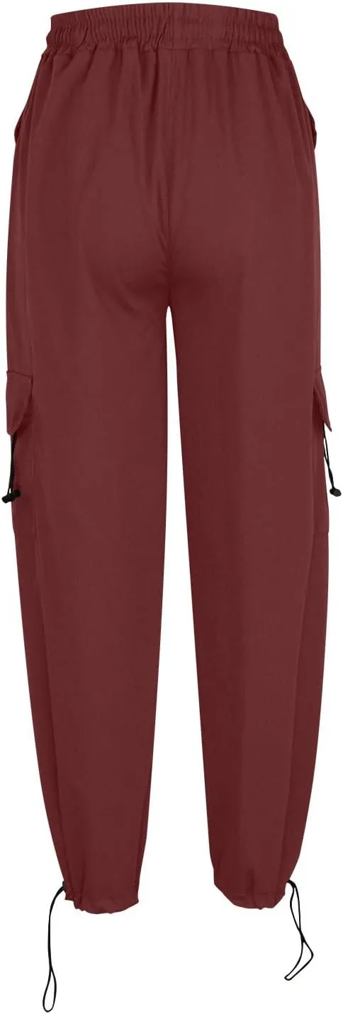 Cargo Pants Women Fashion Wide Leg Pants Parachute Elastic High Waist Baggy Casual Jogger Loose Teen Girls Y2K Trousers