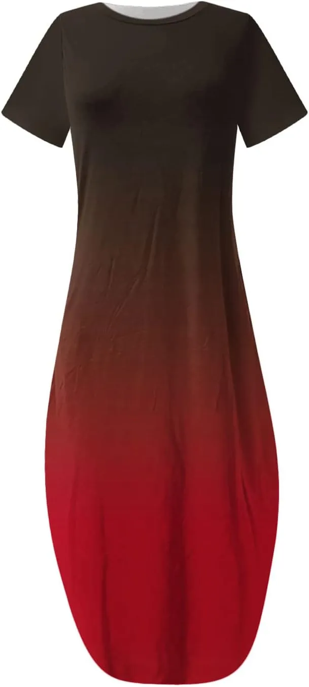 Ceboyel Women's Summer Dresses 2023 Casual Long Maxi Dress Short Sleeve Tshirt Dresses Boho Trendy Hawaiian Beach Clothing